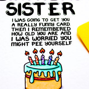 Funny Birthday Card For Sister, Joke Birthday Card From Brother, Sister Sibling image 7