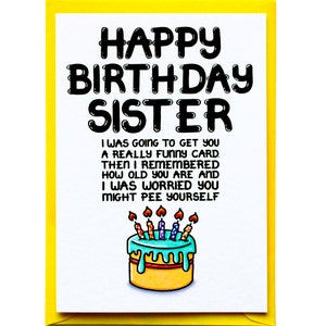 Funny Birthday Card For Sister, Joke Birthday Card From Brother, Sister Sibling image 5