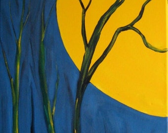 Acrylbild Vollmond Format: 50 x 70 x 4 cm auf Leinwand Unikat und handgemalt