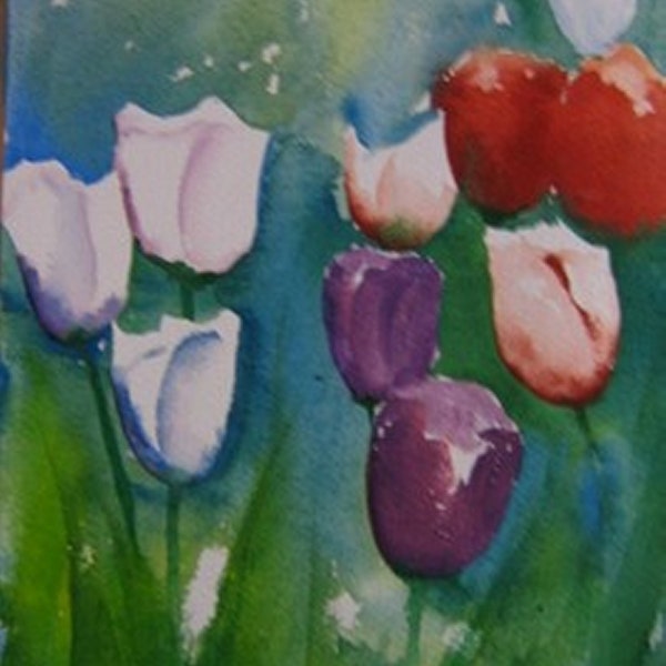 Tulpen Aquarell, Format : 33 x 23 cm Matériau, Aquarellpapier, Aquarellfarben Unikat Handsigniert