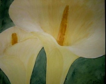 Acrylbild Weiße Calla auf Leinwand, Format: 80 x 80 x 2 cm Unikat von Rosa Haslbeck Handsigniert