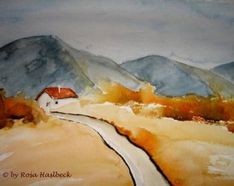 Aquarell Herbstlandschaft, Format: 31 x 46 cm Material, Aquarellpapier, Aquarellfarben Unikat Handsigniert