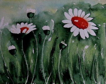 Aquarell Blumenwiese Format: 30 x 40 cm Material, Aquarellpapier, Aquarellfarben Unikat Handsigniert