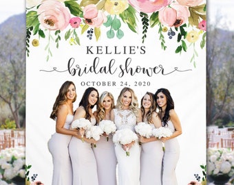 Floral Bridal Shower Photo Backdrop, Boho Bridal Shower Decorations, Future Mrs. Banner, Custom Photobooth Backdrop - BB48