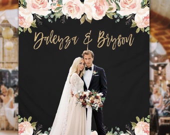 Wedding Backdrop, Elegant Peonies Wedding Reception Backdrop, Anniversary Photo Booth Decor, Custom Wedding Banner - WB152 Cami