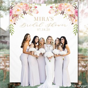 Bridal Shower Photo Backdrop, Whimsical Blush Floral Custom Banner, Photo Booth Wedding Decor, Sweet 16  Backdrop Ideas - BB39