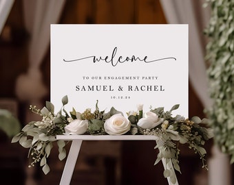PRINTED Verlobung Willkommensschild, Hochzeit Willkommensschild, Zeremonie-Schild, großes Verlobungsschild, personalisiertes Hochzeit-Verlobungsschild - WDS4