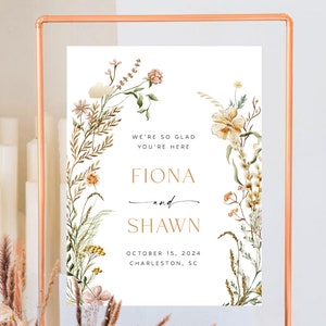 GEDRUCKTES Herbst Wildblumen Hochzeit Willkommensschild, Herbst Blumen Hochzeit Poster, Herbst Floral Boho Willkommensschild Vorlage - WDS117
