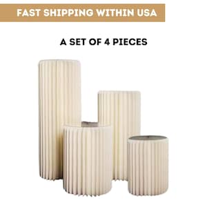 Set of 4 Pieces Cylinder Foldable Wedding Flower Stand, Cardboard Centerpiece Display, Party Roman Column, Cake Stand Dessert Table Columns