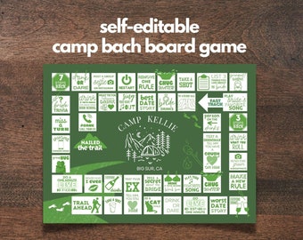 Camp Bachelorette Board Game | Last Trail Bach Weekend | Camping Hens Party | Bach Camp Party Drinking Game | Editable Canva Party Game -BG1