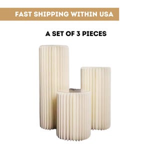 Set of 3 Pieces Cylinder Foldable Wedding Flower Stand, Cardboard Centerpiece Display, Party Roman Column, Cake Stand Dessert Table Columns
