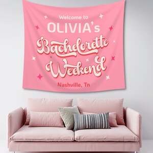 Retro Bachelorette Party Backdrop 70s Bachelorette Welcome Banner, Bachelorette Party Decor, Bachelorette Weekend Welcome Sign - BB403
