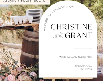 Acrylic Wedding Arch Sign, Foam Board Arch Wedding Welcome Sign, Elegant Entrance Sign, Arch Wedding Decor, Custom Wedding Sign - WDS146