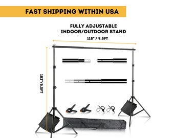 8.5 ft x 10 ft Adjustable Outdoor Photo Backdrop Stand, Light Weight Easy Assemble Photo booth Stand, Sturdy Photo Backdrop, Banner Stand