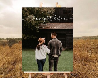 Printed Photo The Night Before Welcome Sign, Rehearsal Dinner Welcome Sign, Wedding Welcome Sign, Wedding Rehearsal Welcome Sign - WDS9
