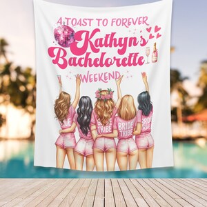 Bachelorette Party Decor, Coastal Bachelorette Weekend Backdrop, Toast To Forever Bachelorette Party Banner, Beach Bachelorette Trip - BB408