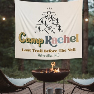 CUSTOM Camp Bachelorette Party Decor, Bach Camp Welcome Sign, Bachelorette Weekend Trip, Last Trail Before The Veil Banner - BB400