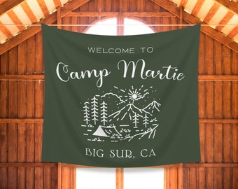 Custom Bachelorette Glamping Banner |  Bach Camp Sign | Bride to Be Banner | Camp Party Wall Tapestry | Bridal Shower Banner Decor - BB394