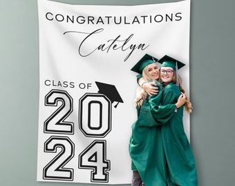 Class of 2024 Custom Graduation Party Backdrop, Personalized Congrats Grad School Color Banner, High School Graduation | Gift For Her -GDB31