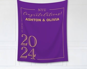 CUSTOM Graduation Backdrop, Graduation Party Photo Booth, Class of 2024 Personalized Congrats Grad School Colors Banner, College Grad -GDB34