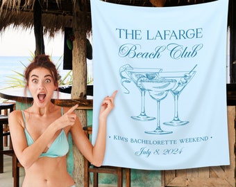 Custom Bachelorette Club Banner | Last Name Bridal Gift | Bachelorette Party Trip | Personalized Bridal Shower Backdrop | Beach Club - BB393