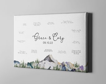 Canvas Wedding Guest Book Alternative, Woodland Teacher's Day Gift, Mountain National Park Custom GuestBook, Anniversary Gift Ideas - GB261