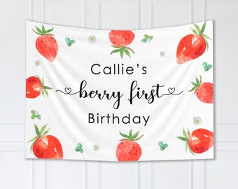 Beere Erster Geburtstag Hintergrund, Erdbeeren Geburtstag Thema Party Dekoration, Beere 1.