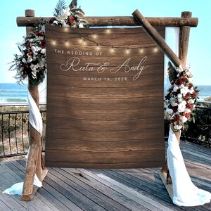 Sfondo di matrimonio rustico, arredamento di nozze nel bosco, sfondo di matrimonio di cerimonia personalizzata, decorazione dell'arco sullo sfondo di fidanzamento - WB306