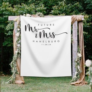 Engagement Backdrop, Future Mr and Mrs Banner, Elegant Script Engagement Backdrop, Wedding Backdrop for Ceremony, Minimalist Wedding - EPB54