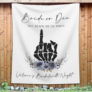 Till Death Do Us Party Backdrop, Bride or Die Bachelorette Backdrop, Halloween Bachelorette Backdrop, Halloween Engagement Backdrop - BB377