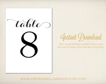 5x7 diy printable table numbers template diy etsy