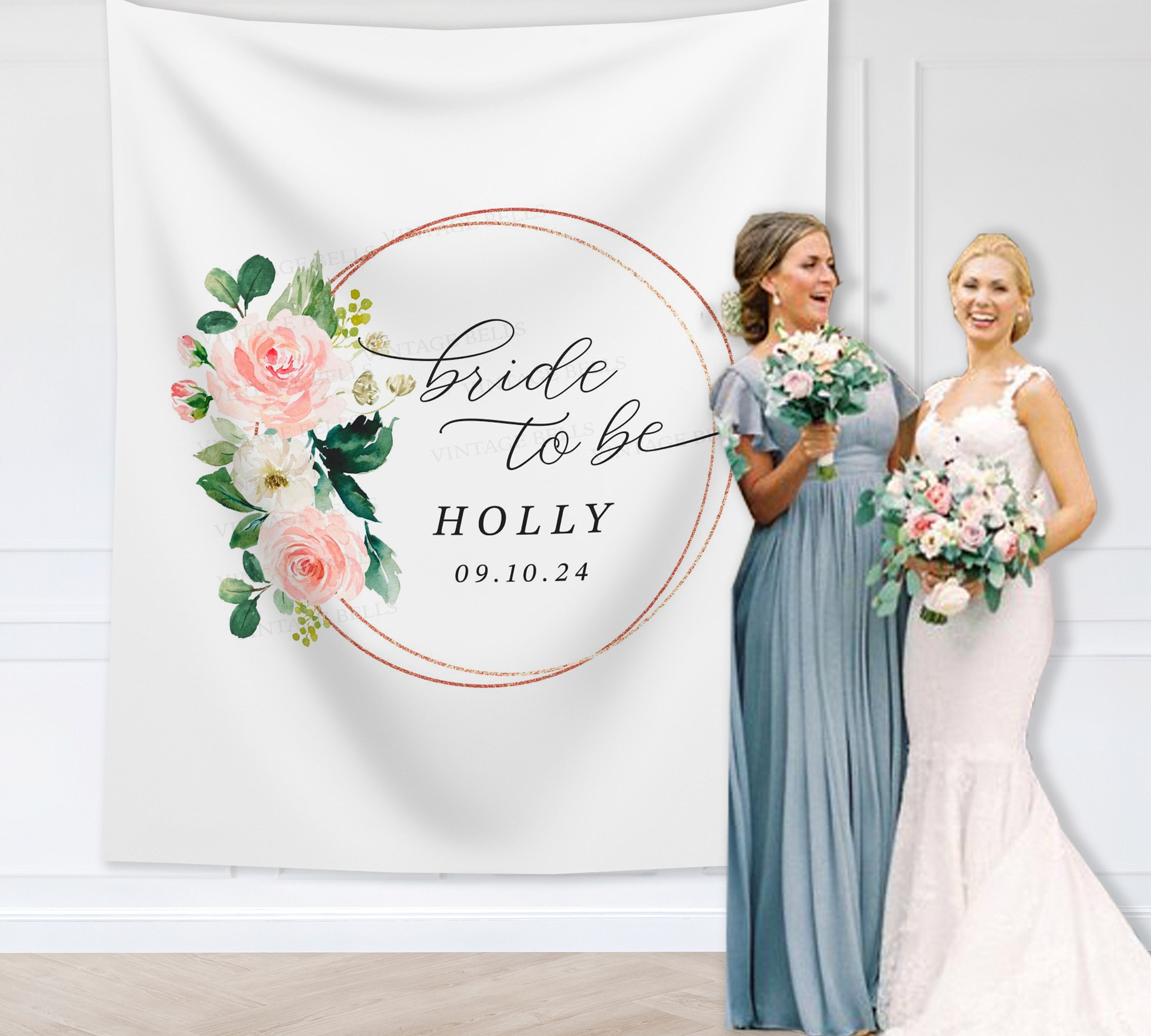 Boho Floral Bridal Shower Backdrop Flowers Wreath Bridal Shower Photo Background Bride To Be Bridal Banner Blush Bridal Decor