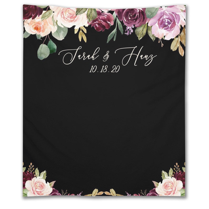 Plum Blush Floral Wedding Backdrop Wedding Backdrop Photo Booth Wedding Decor Idea Purple Engagement Party Backdrop -WB38 Dena