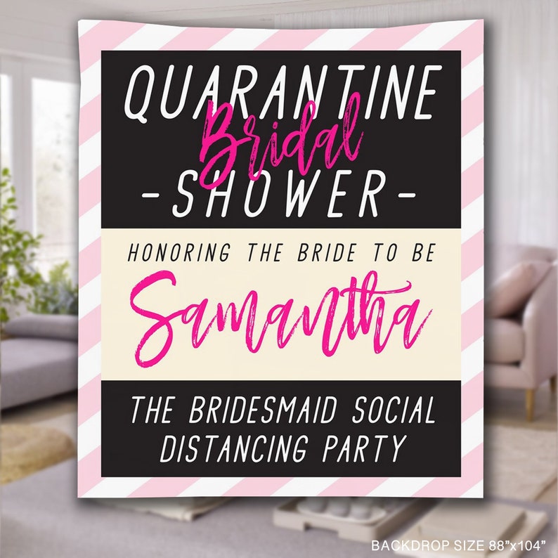 Quarantine Bridal Shower Backdrop Funny Bridal Shower Banner Etsy