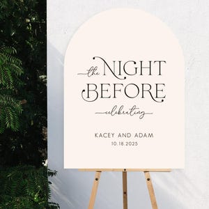 Placa de espuma para o arco de casamento na noite anterior, placa de boas-vindas para casamento em arco de acrílico, decoração de casamento em cores personalizadas, placa de ensaio para casamento - WDS149