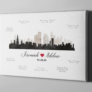 Libro degli ospiti con lo skyline della città di Chicago, libro degli ospiti in tela dello stato dell'Illinois USA, idee regalo uniche, regalo per il marito - GB182