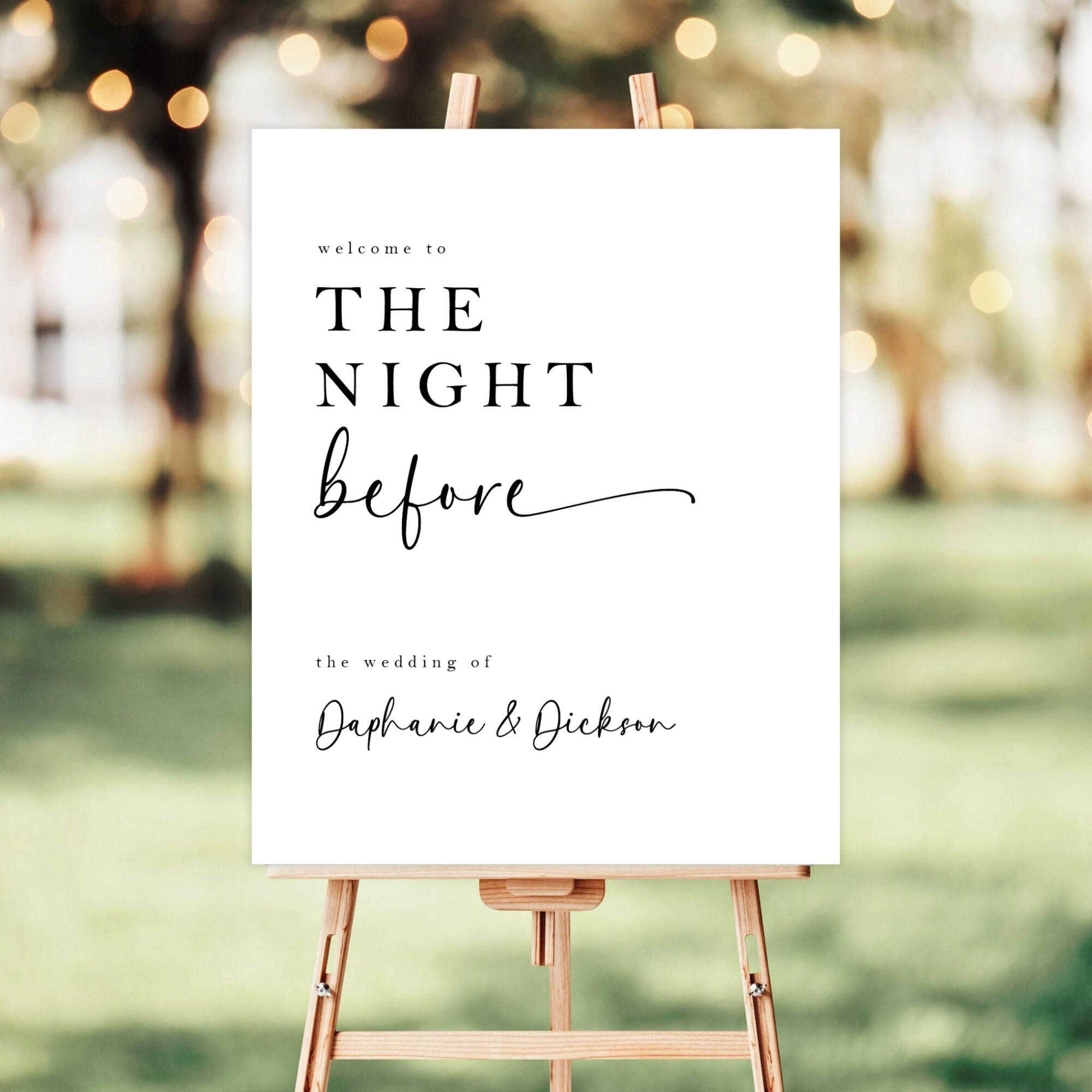 Minimalist Rehearsal Welcome Sign, the Night Before Sign, Wedding ...