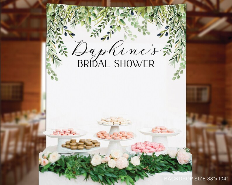 Bridal Shower Backdrop Botanical Green Leaf Custom Etsy