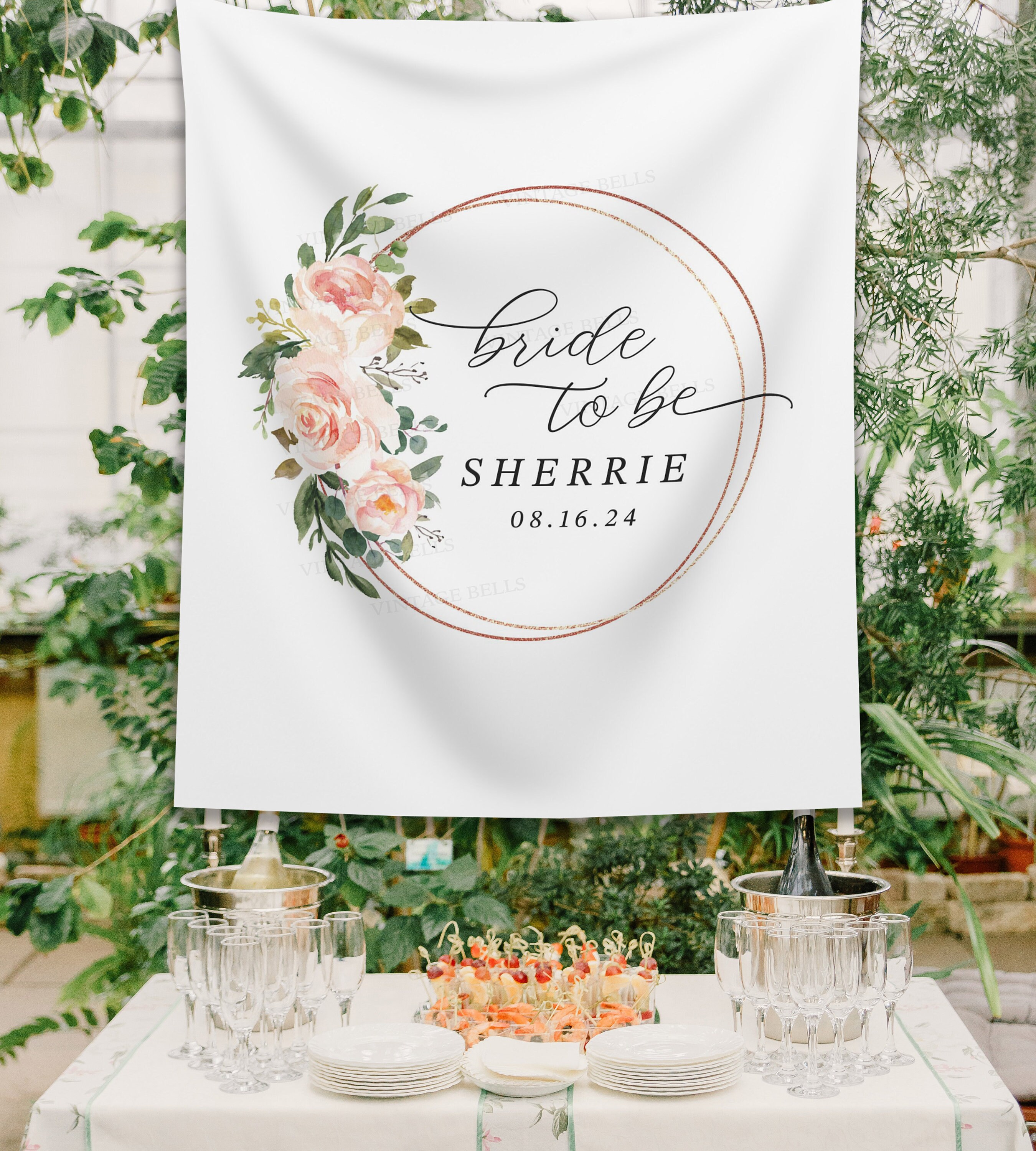Boho Bridal Shower Backdrop Floral Wreath Bridal Shower Photo Backdrop Bride To Be Bridal Backdrop Blush Flowers Bridal
