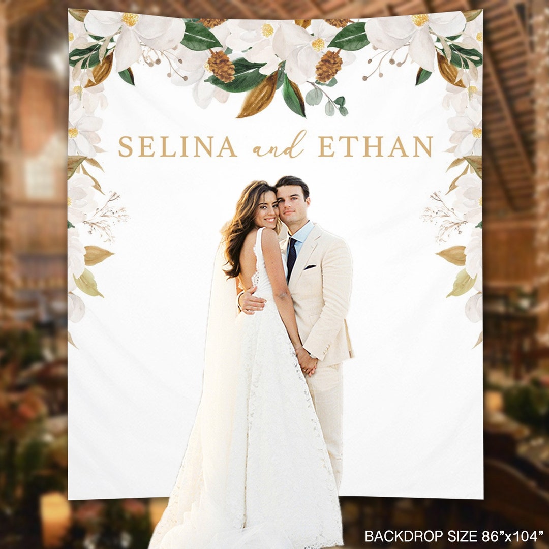 Magnolia Backdrop Wedding Backdrop, Magnolia Floral Wedding Photo Background, Engagement ...
