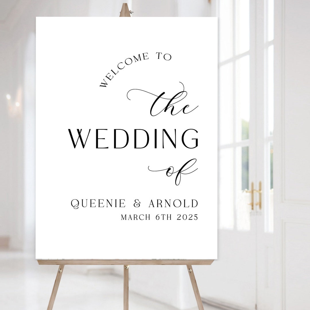 PRINTED Wedding Ceremony Welcome Sign, Minimalist Wedding Reception ...