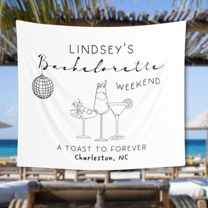 Bachelorette Weekend Girls Trip Banner, Bach Party Decor, Custom Tapestry For Coastal Bach Decor, Bachelorette Beach Party Backdrop - BB425