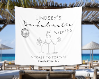 Bachelorette Weekend Girls Trip Banner, Bach Party Decor, Custom Tapestry For Coastal Bach Decor, Bachelorette Beach Party Backdrop - BB425