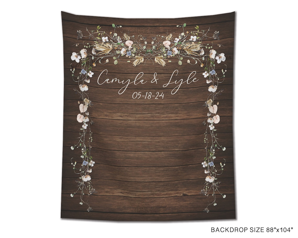 Wild Flowers Wedding Backdrop Rustic Wood Botanical Wedding - Etsy