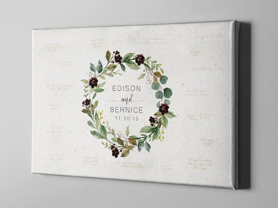 Elegant Script Wedding Logo Guest Book GB92 Alternative Signature Guest Book Ideas for Wedding SALE 50/% Off Monogram Canvas Guest Book