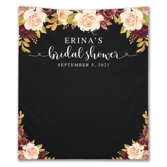 Autumn Floral Retirement Backdrop BB150 Bridal Photo Booth Props Fall Peonies Birthday Custom Banner Bridal Shower Backdrop