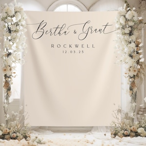 Elegant Mr and Mrs Wedding Backdrop, Script Engagement Backdrop, Custom Wedding Decorations,  Minimalist Engagement Backdrop - WB349