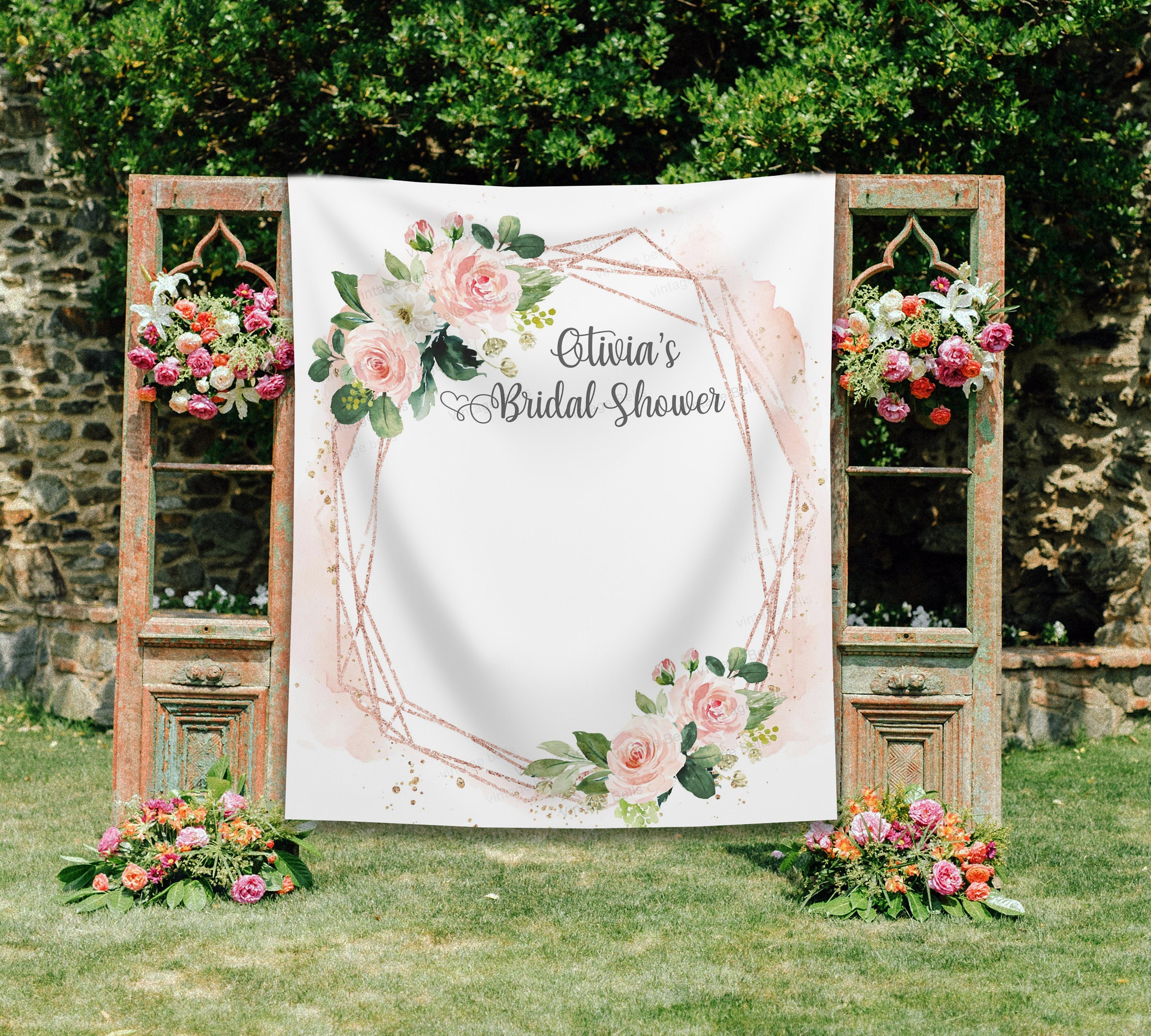 Blush Floral Bridal Shower Backdrop Boho Bridal Shower Background Flower Future Mrs Photo Banner Elegant Bridal Shower Party
