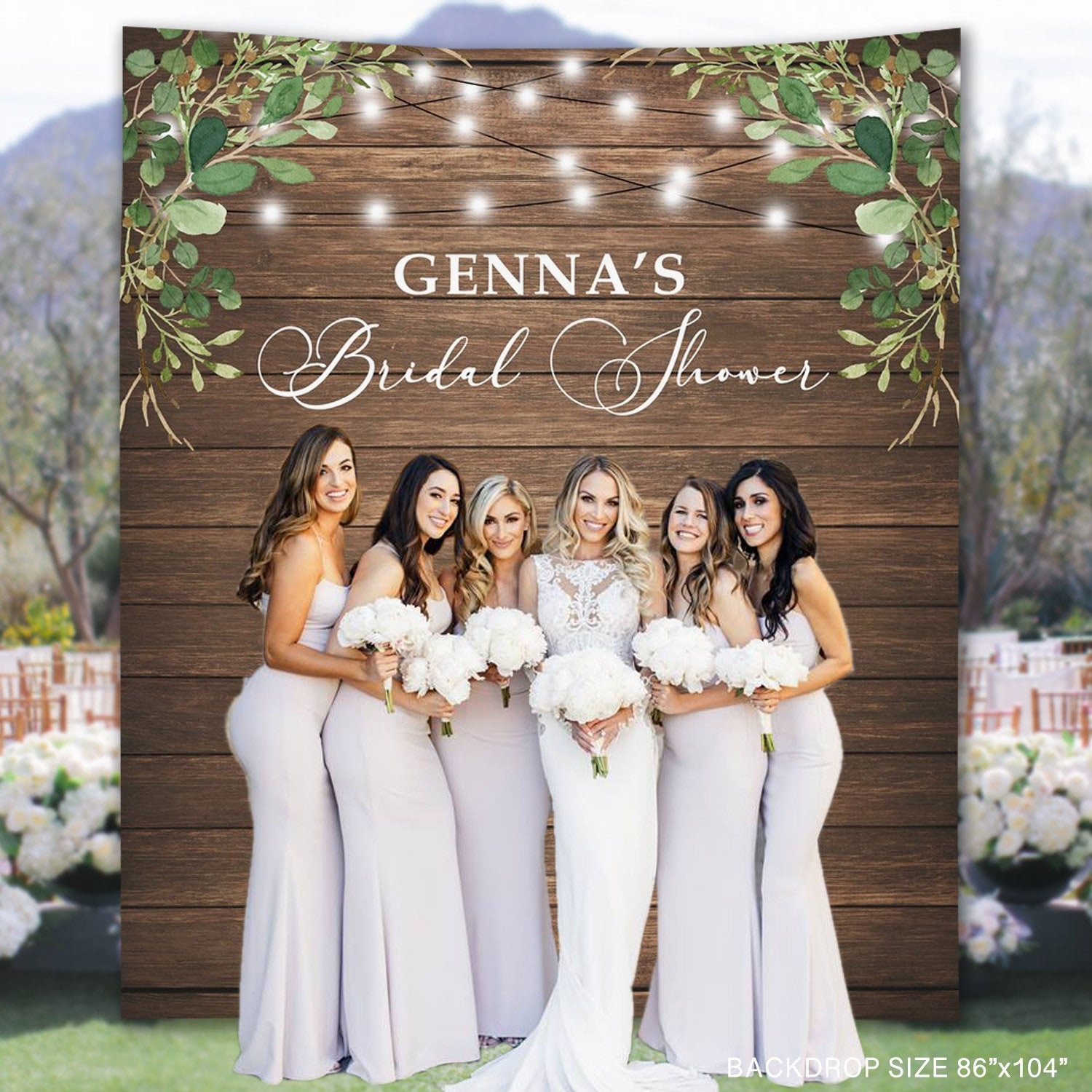 Bridal Shower Backdrop, Rustic Botanical Customized Banner Bridal Shower Backdrop, Rustic Botanical Customized Banner