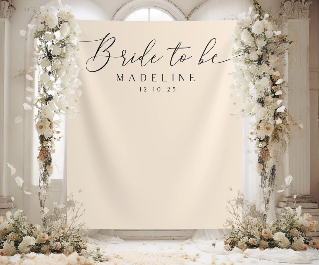 Elegant Bridal Shower Backdrop Script Bridal Shower Banner Custom Color ...